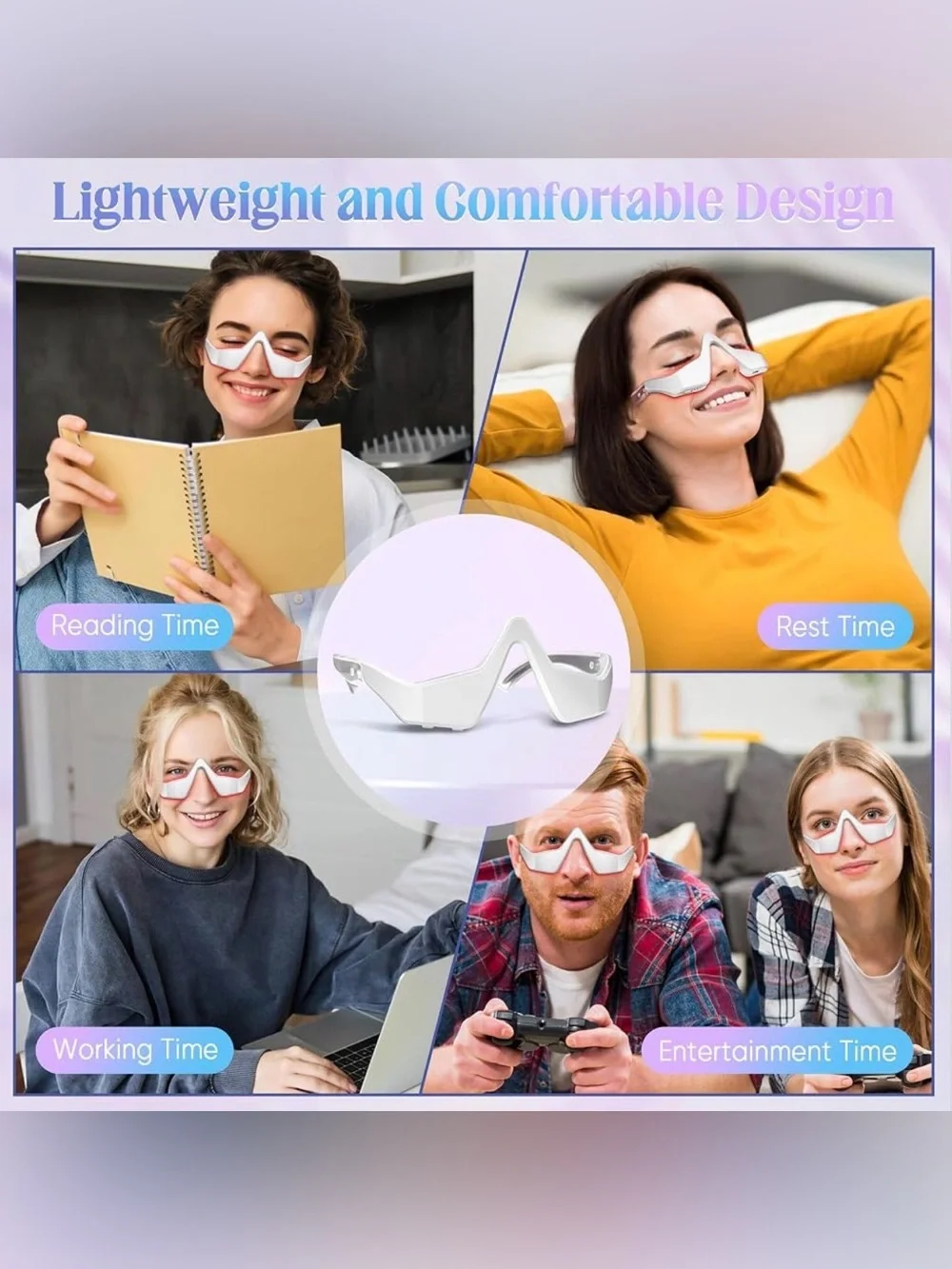 Under Eye Beauty Massager Glasses with Gel and Strap (White)